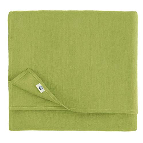 Linen & Cotton Tischdecke Stoff Tischtuch Tischwäsche Hygge - 100% Leinen, Grün (140 x 400 cm) Rechteckig Lang für Home Küche Esstisch Cafe Restaurant Hotel Dekoration Party Sommer von Linen & Cotton
