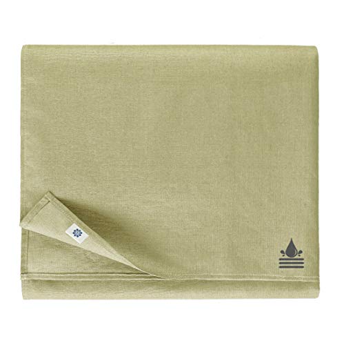 Linen & Cotton Tischdecke Wasserdicht Wachstuch Gartentischdecke Adele - 100% Leinen, Beige (147 x 350 cm) Lang Tischtuch Tischwäsche Garten Outdoor Party Pflegeleicht Schmutzabweisend von Linen & Cotton