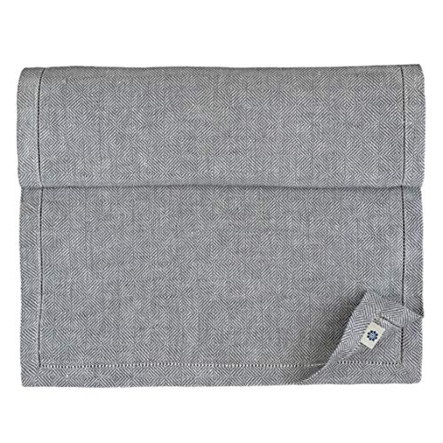 Linen & Cotton Tischläufer Stoff Modern Scandi mit Hohlsaum - 100% Leinen, Grau Silber Blick (44 x 180 cm) Tischband Läufer Tisch Decken für Home Küche Wohnzimmer Büro Restaurant Hotel Buffet Dinner von Linen & Cotton