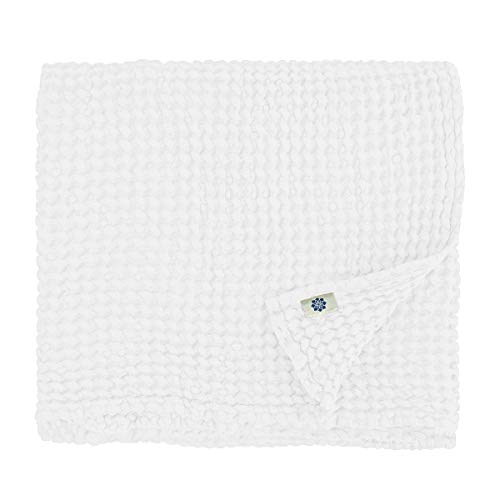 Linen & Cotton Luxus Waffel Tuch Saunatuch Strandtuch, Handtücher/Badetücher/Duschtücher/Gästetucher ALVA, 48% Leinen, 52% Baumwolle - 75 x 110cm (Weiß/Weiss) von Linen & Cotton