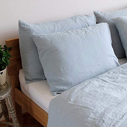 Linen & Cotton Weicher Griff Kissenbezug Kissenhülle Alicia Einfarbig - 100% Leinen, Hellblau Blau (50 x 70 cm) Bettkissenbezug Kopfkissenbezug Bettwäsche Sommer Kissen für Bett Schlafzimmer Home von Linen & Cotton