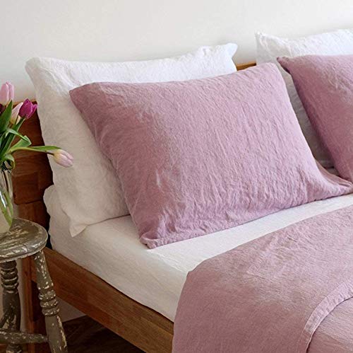 Linen & Cotton Weicher Griff Kissenbezug Kissenhülle Alicia Einfarbig - 100% Leinen, Lila (50 x 70 cm) Bettkissenbezug Kopfkissenbezug Bettwäsche Sommer Winter Kissen für Bett Schlafzimmer Home Hotel von Linen & Cotton