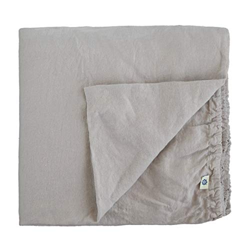 Linen & Cotton Weicher Griff Spannbettlaken Spannbetttuch Bettlaken mit Gummizug Alicia - 100% Leinen Gewaschen, Grau (90 x 190 cm) Laken Leintuch Betttuch Bettwäsche Bett Einzelbett Boxspringbett von Linen & Cotton