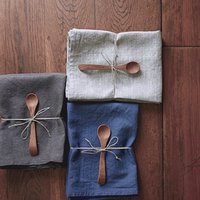 2Er Set Küchenhandtücher Blau Mit Holzlöffel von LinenBloomShop