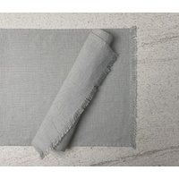 Natürliche Leinen Tischsets - Helles Grau - Gewaschenes Rustikale Esstisch Servieren Set Von 2 - Fransen Sets von LinenBloomShop