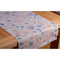 Floraler Leinen Tischläufer - Moderner Druck, Geschnittene Kanten. 100% Bio Für Esstisch, Kücheninsel Floraler Leinen Tischläufer - Moderner Druck, Geschnittene Kanten. 100% Bio Für Esstisch, Kücheninsel von LinenBuy