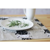 Grau Leinen Tischsets Schafe Design Able Servingkitchen Décor Ustic Napkinlinen Tablewarecocktail Placematsflax Tabelle Setting" Grau Tischsets, Die von LinenClassics