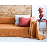 Leinen Couchdecke. Extra Großer Couchbezug in Terrakotta. Sofadecke. Decke Für Geschenk. Weichgespülte Leinendecke 47 Farben von LinenDi