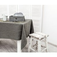 Leinen Tischdecke. Tischdecke Aus Gewaschenem Leinen. in Graphitfarbe. Handgemachte Tischwäsche 47 Farben Erhältlich von LinenDi