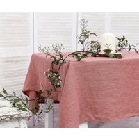 Leinen Tischdecke. Tischdecke Aus Gewaschenem Leinen. in Lachsfarbe. Handgemachte Tischwäsche 47 Farben Erhältlich von LinenDi