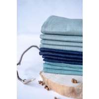 Blaue Und Grüne Leinen Tischsets Im 4Er Set Aus Bio von LinenGardenArt
