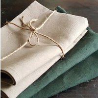 Grüne Leinen Tischsets Set Tischwäsche 36x50 cm von LinenGardenArt