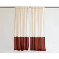 Set Mit 2 Leinen-Farbblockvorhängen, Stangenvorhängen, Multifunktionale Überschriftvorhänge, Halbtransparente Leinenvorhänge von LinenHandmadeStudio