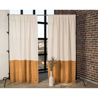 Set Mit 2 Leinen-Farbblockvorhängen, Stangenvorhängen, Multifunktionale Überschriftvorhänge, Halbtransparente Leinenvorhänge von LinenHandmadeStudio