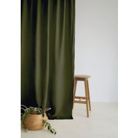 Waldgrüne Leinen Vorhang Paneele Semi-Transparent, Multifunktionaler Kopfbereich - 2Er Set von LinenHandmadeStudio