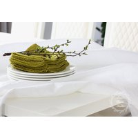 Breite Leinen Tischdecke Weiß. Stonewashed Stoff von LinenHomeStudio