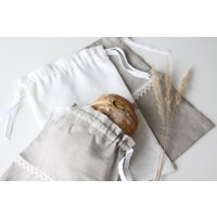 Brotbeutel Aus Leinen. Wiederverwendbare Aufbewahrungstasche Mit Spitze Brotbeutel Aus Leinen. Wiederverwendbare Aufbewahrungstasche Mit Spitze von LinenHomeStudio