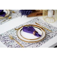 Leinen Tischset Mit Lavendel Blumendruck von LinenHomeStudio