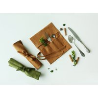 Reise-Utensilien-Halter - Leinen-Bestecktasche von LinenHomeStudio