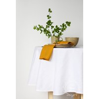 Runde Ovale Leinen Tischdecke. Weiße Tischdecke von LinenHomeStudio