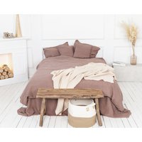 Leinen Bettbezug Set Und 2 Kissenbezüge Weicher Bettwäsche Im Herbst Braun Mit Reißverschluss Home Dekor Weihnachten Geschenk von LinenHygge