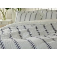 4Er Set Stein Gewaschen 100% Leinen Bettwäsche, Blau Und Weiss Gestreift von LinenLegend