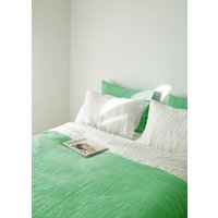 Zwei Seitenige Leinen Bettbezug Und Kissenbezüge, Mint Grün Kontrast Weiße Bettwäsche Set, Benutzerdefinierte Farbe Reversible Bettbezug von LinenLegend