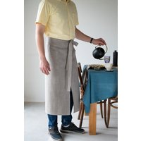 Halblange Schürze Aus Natürlichem Leinen, Taillenküchenschürze Mit Taschen An Den Seiten Kochschürze Langen Riemen Geschenk Für Männer Grillschürze von LinenLifeIdeas