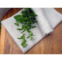 Leinen Geschirrtücher 2 Karierte Tartan Handgesponnen Handbemalt Geschirrtuch von LinenLifeIdeas