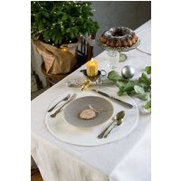 Runde Weiße Leinen-Tischsets, Festliches Abendessen Reversibel, Bauernhaus Tischset, Rustikales Hochzeit Doppelseitiges Gedeck von LinenLifeIdeas