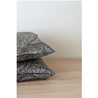 Schwarzer Leinen Kissenbezug Damast Sofa 2Er Set Akzent Dekokissen von LinenLifeIdeas