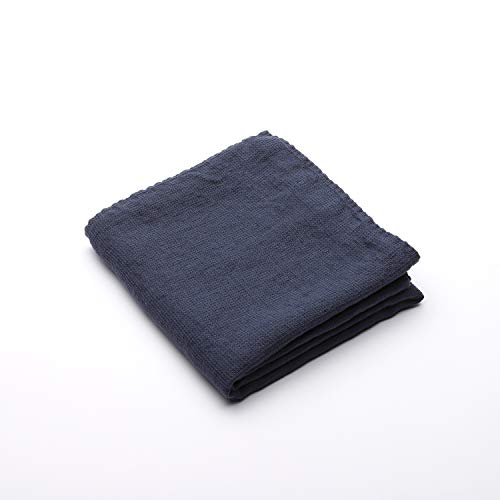 LinenMe 0717702 Badetuch, Leinen, Waffelpiqué, 76 x 130 cm, Indigo von LinenMe