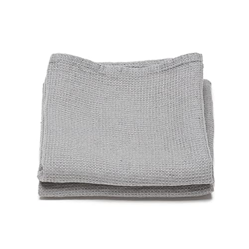 LinenMe Handtücher aus gewaschenem Leinen, Waffelmuster, 2 Stück, 50,8 x 71,1 cm, Graphit von LinenMe