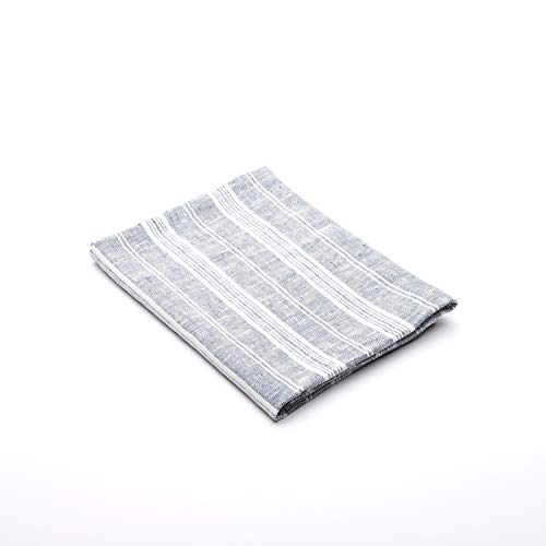 LinenMe 0822502 Handtuch, Streifenmuster, 66 x 134,3 cm, Made in Europe, Badetuch, europäisches Leinen, maschinenwaschbar, sehr saugfähig, Dunkelblau von LinenMe