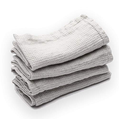 LinenMe 30 x 30 cm Set mit 4 silber Leinen Handtüchern Wafer 0454901 von LinenMe