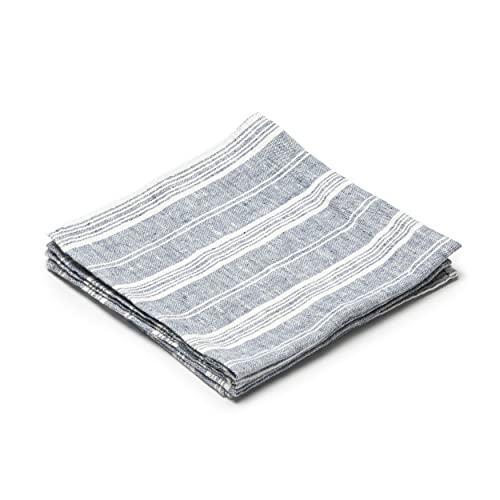 LinenMe Indigo Leinen Serviette Multistripe, 43 x 43 cm von LinenMe
