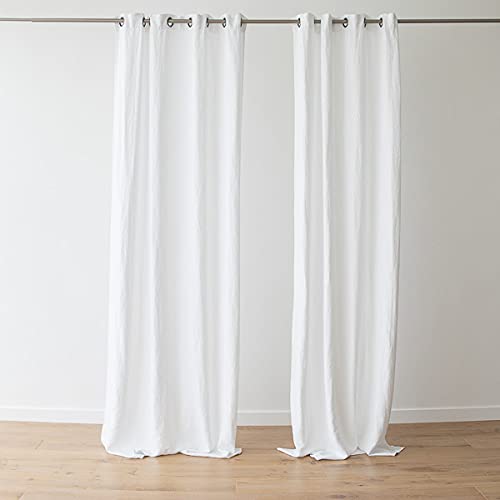 LinenMe Leinen Vorhänge mit Ösen Terra - Gardinen Leinen 100% - Natürliche leinenvorhänge für Fenster Schlafzimmer Wohnzimmer - Weiß von LinenMe