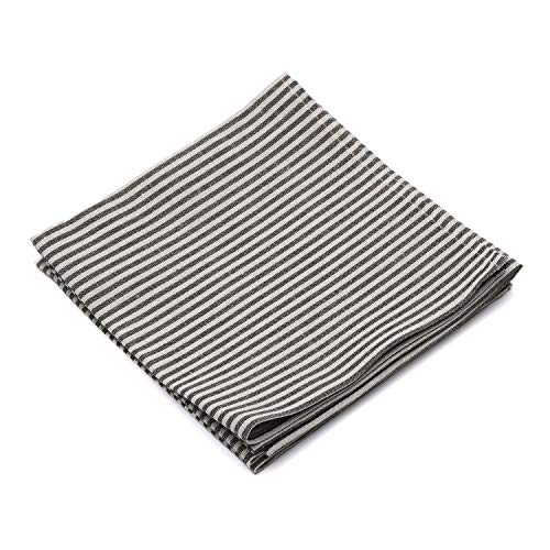 LinenMe Set 4 Servietten Schwarz Gestreift Leinen Baumwolle Jazz, 51 x 51 cm von LinenMe
