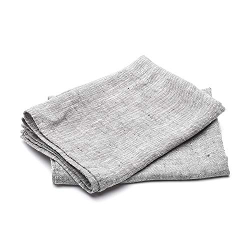 LinenMe Set mit 2 Geschirrtuch Leinen 100%, 46x65 cm Francesca - Leinentuch mit Aufhänger - Geschirrtücher & Küchentücher in Graphit gestreift, Hergestellt in Litauen von LinenMe