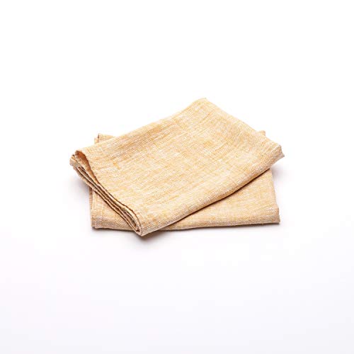 LinenMe Set aus 2 Gold Leinen Handtüchern Francesca, 46 x 65 cm, Badetuch, europäisches Leinen, Maschinenwäsche, Super saugfähig von LinenMe