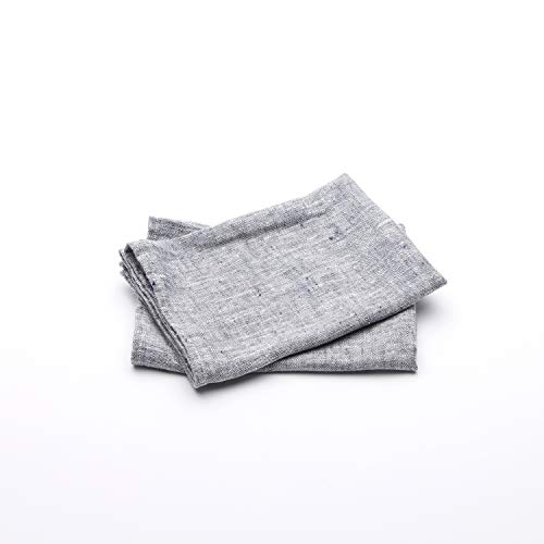 LinenMe Set mit 2 Geschirrtuch Leinen 100%, 46x65 cm Francesca - Leinentuch mit Aufhänger - Geschirrtücher & Küchentücher in Indigo gestreift, Hergestellt in Litauen von LinenMe