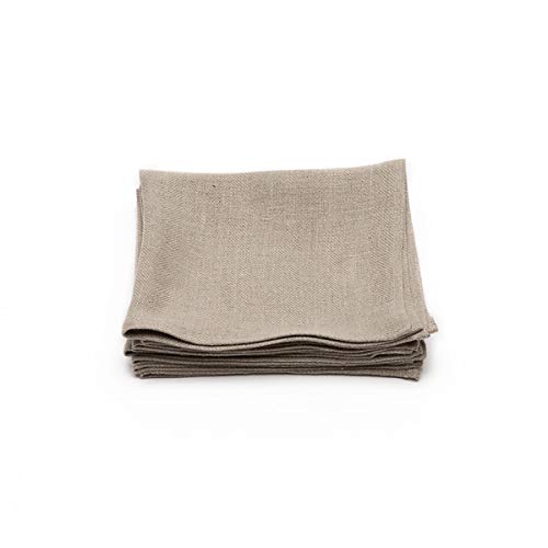 LinenMe Set mit 4 Naturfarbenen Leinen-Servietten Lara 0098404 von LinenMe