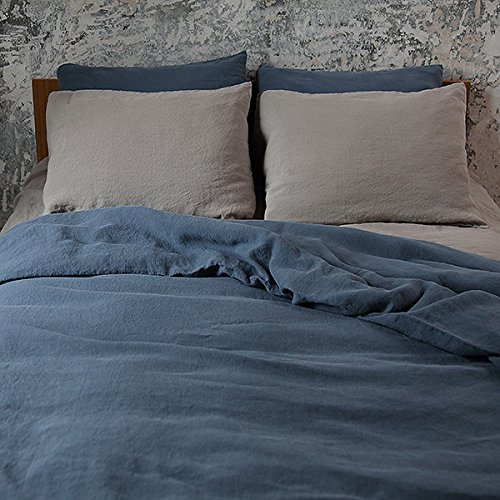 LinenMe Vorgewaschenes Blau Leinen-Bettbezug von LinenMe
