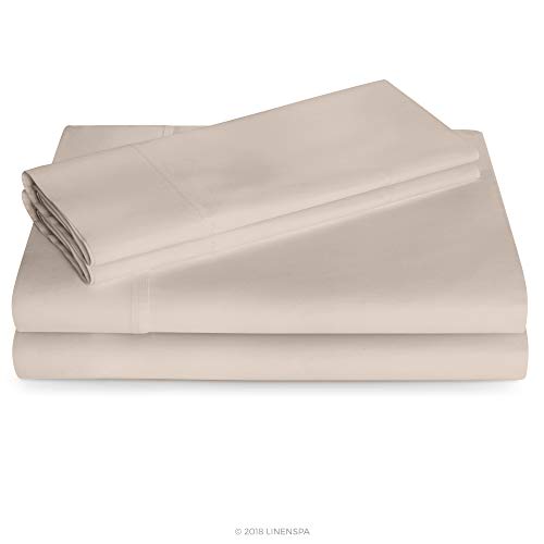 Linenspa Bettlaken-Set mit 600 Fadenzahl, ultraweich, Tiefe Tasche, Baumwoll-Mischgewebe, Sandfarben von Linenspa