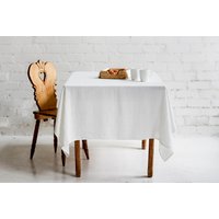 Leinen Tischdecke Versand Weltweit Vorgewaschenes Reines Roh Stil Rustikal Stil Weiß Farbe von LinenStyle