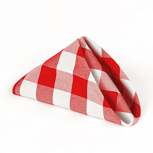 LeinenTablecloth 15-Zoll-Polyester-Servietten (1-Dutzend) Red & White Checker von LinenTablecloth
