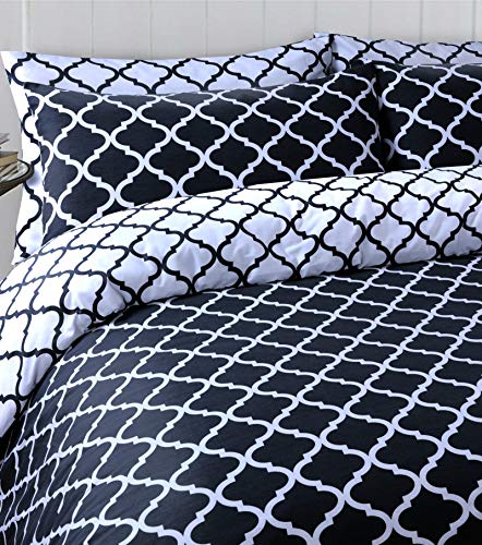 LinenZone - 100% Baumwolle, wendbar, bedrucktes Bettbezug-Set – Carefree (Spades Black, Super Kingsize) von LinenZone