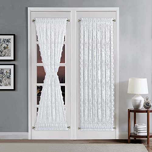 LinenZone 1 Paar hochwertige Spitzenvorhänge für französische Türen oder Seitenlicht-Vorhänge mit 2 Raffhaltern, halbtransparent, Glastürvorhänge, rustikales englisches Rosen-Design, 132x183 cm, Weiß LinenZone 1 Paar hochwertige Spitzenvorhänge für französische Türen oder Seitenlicht-Vorhänge mit 2 Raffhaltern, halbtransparent, Glastürvorhänge, rustikales englisches Rosen-Design, 132x183 cm, Weiß von LinenZone