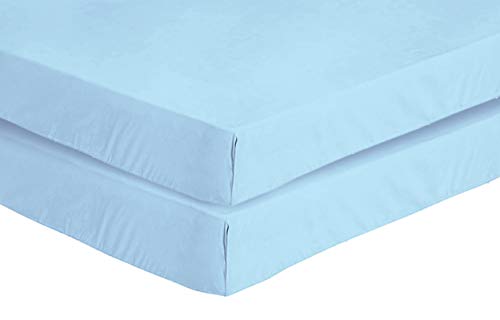 LinenZone - 2 x Spannbettlaken für Kinderbett, ägyptische Baumwolle, 200 Faden, luxuriös, glatt und weich (Babyblau, 60 x 120 cm) von LinenZone
