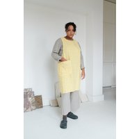 Rita Gelbe Gingham-Schürze - Pinafore-Schürze Gingham-Leinenschürze Schürze von Linenfox